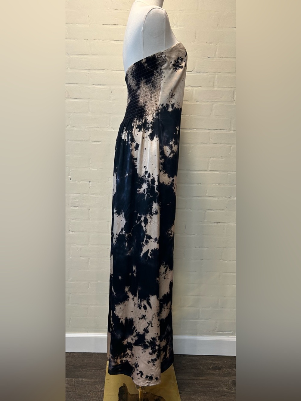 Young Fabulous & Broke Strapless Black Tan Tie Dye Maxi Dress Size L Boho Y2K - Picture 10 of 12